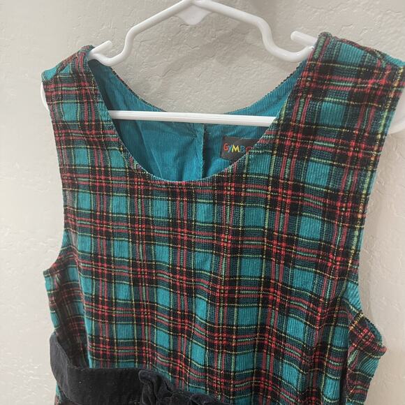 Vintage Gymboree Green & Red Plaid Cord Dress - Picture 2 of 9